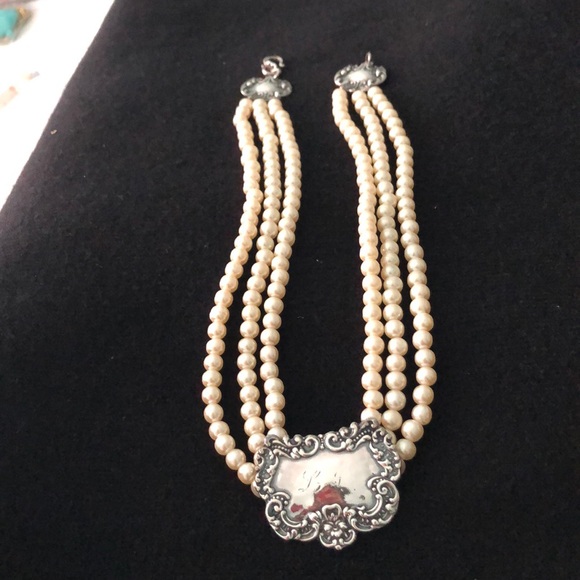 Pearl and silver necklace - Picture 1 of 3